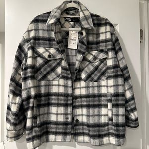 Zara Black and White Flannel Shacket